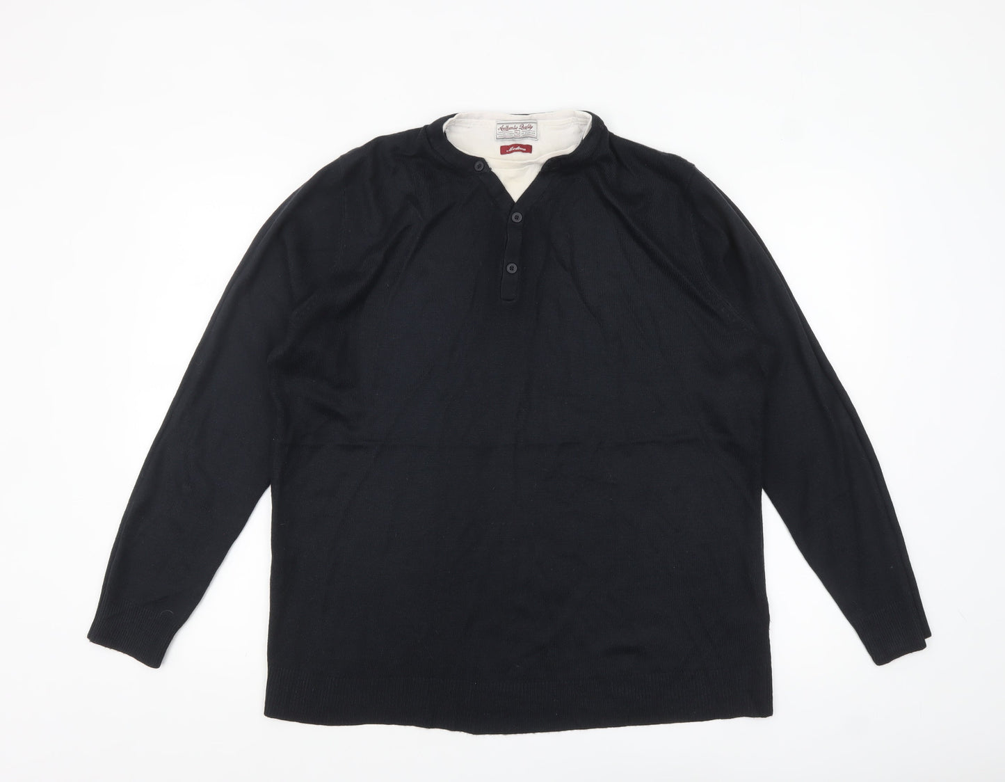 Mens UK Size M TU Black Henley Jumper