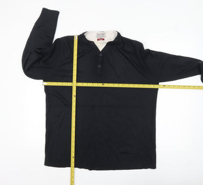 Mens UK Size M TU Black Henley Jumper