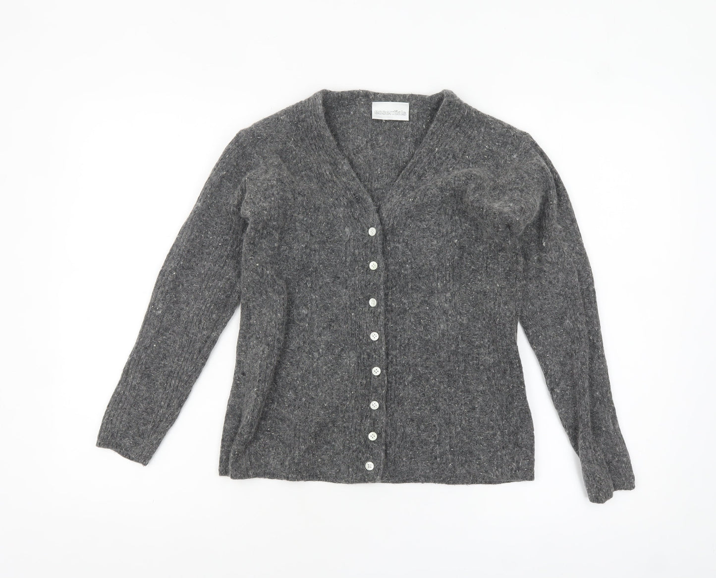 Womens UK Size 10 Essentials Grey Cardigan Jumper