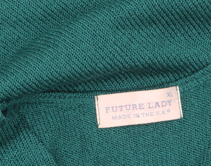 Womens UK Size XL Future Lady Green Vest Jumper