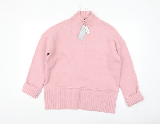 George Women's Pink Mock Neck Knit Jumper Size S 8-10
