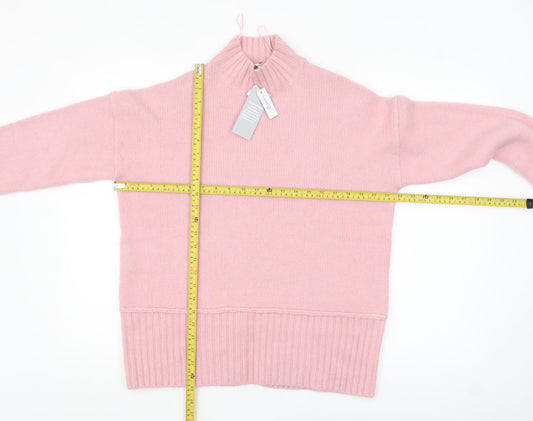 George Women's Pink Mock Neck Knit Jumper Size S 8-10