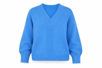 Marks & Spencer Per Una Women’s Blue V-Neck Wool Blend Jumper Size S