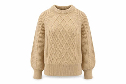 Marks & Spencer Women’s Beige Cable-Knit Jumper Size 12 Pullover