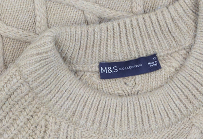 Womens UK Size 12 Marks and Spencer Beige Pullover Jumper