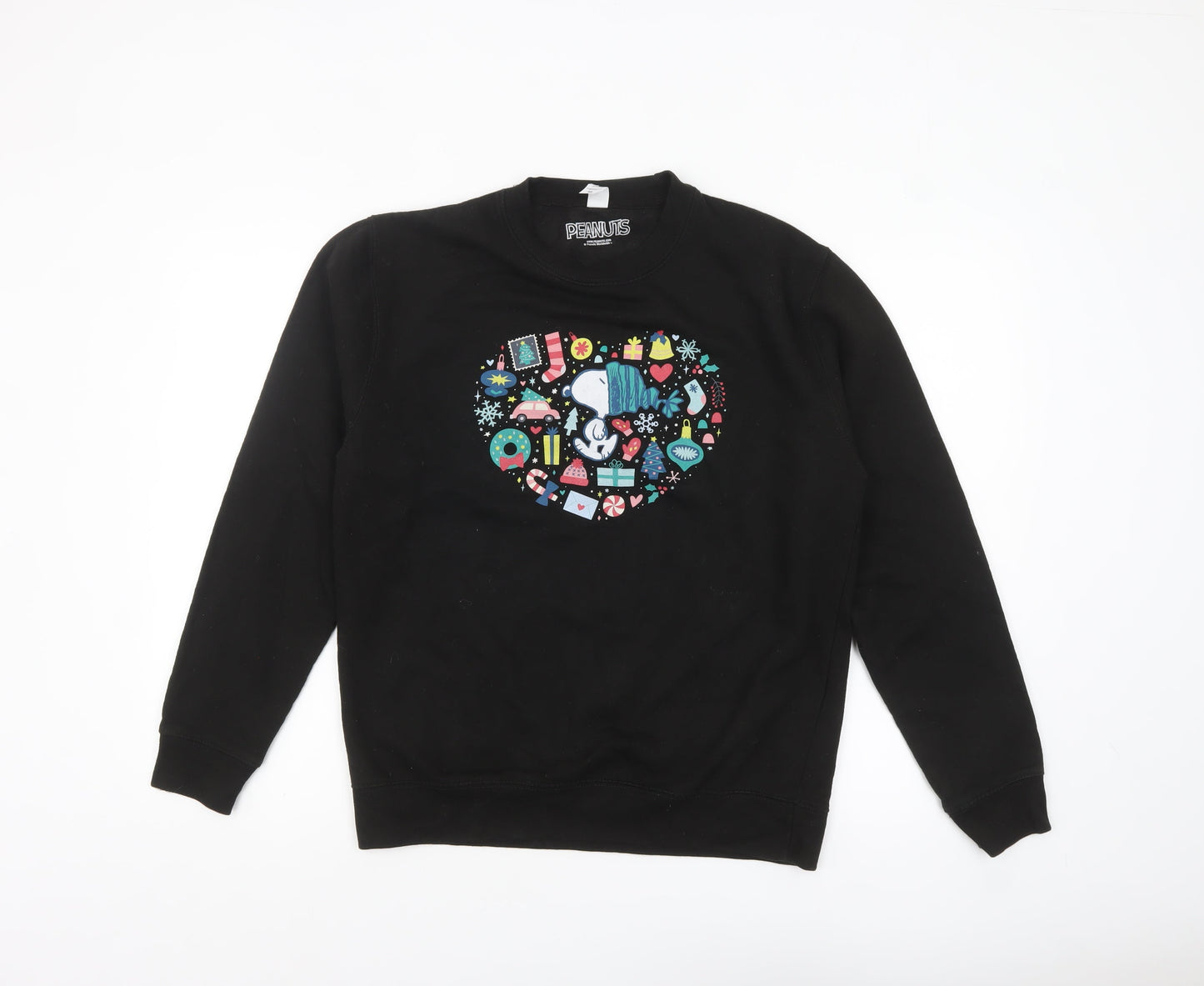 Mens UK Size M Peanuts Black Pullover Sweatshirt