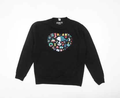 Mens UK Size M Peanuts Black Pullover Sweatshirt