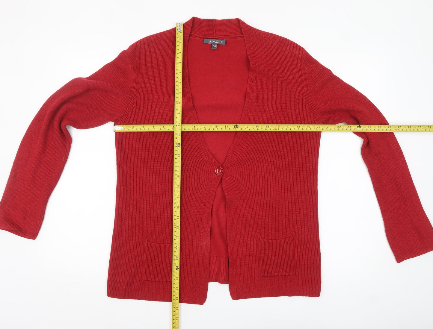 Womens UK Size 12 Adagio Red Cardigan Jumper
