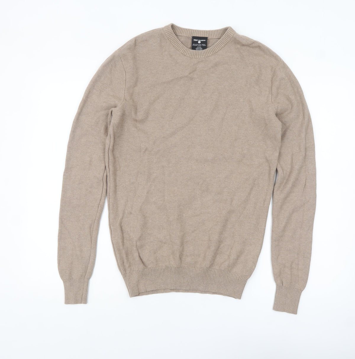 Mens UK Size M True Classic Beige Pullover Jumper