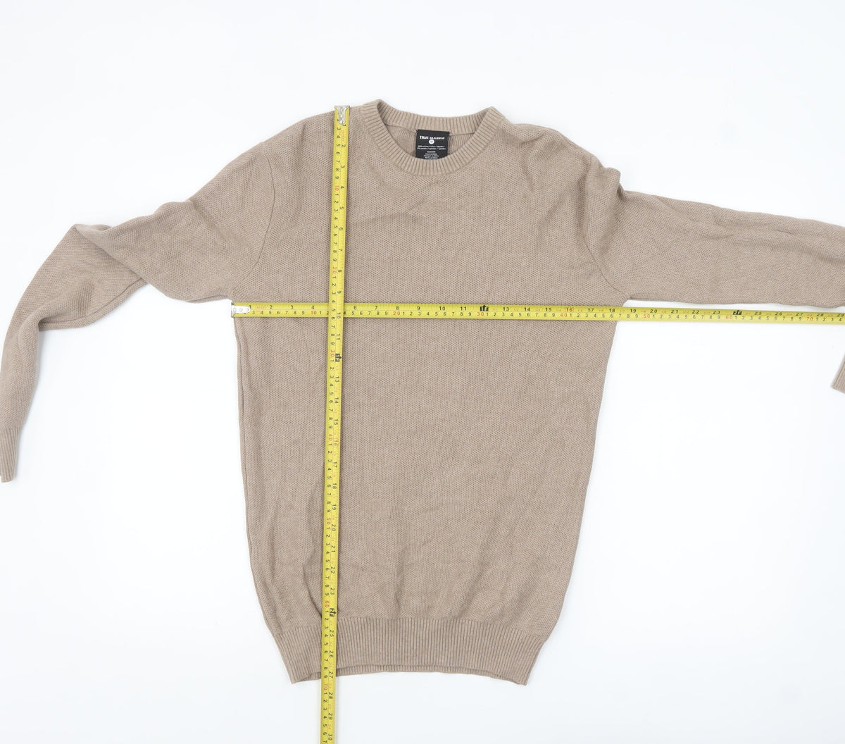 Mens UK Size M True Classic Beige Pullover Jumper