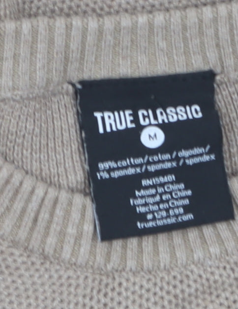 Mens UK Size M True Classic Beige Pullover Jumper