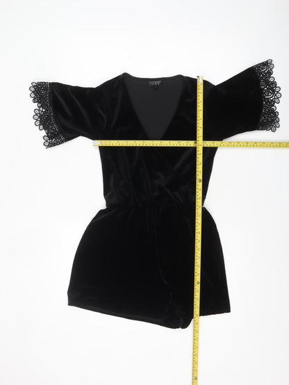 Topshop Women’s Black Velvet Lace Playsuit Size 6