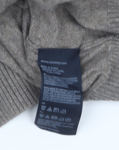 Tommy Hilfiger Men’s Beige V-Neck Cotton Cashmere Jumper M