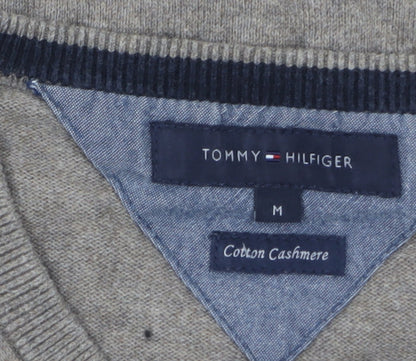 Tommy Hilfiger Men’s Beige V-Neck Cotton Cashmere Jumper M