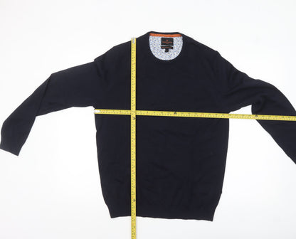 Simon Carter Men's Blue Merino Wool Crew Neck Jumper Size M