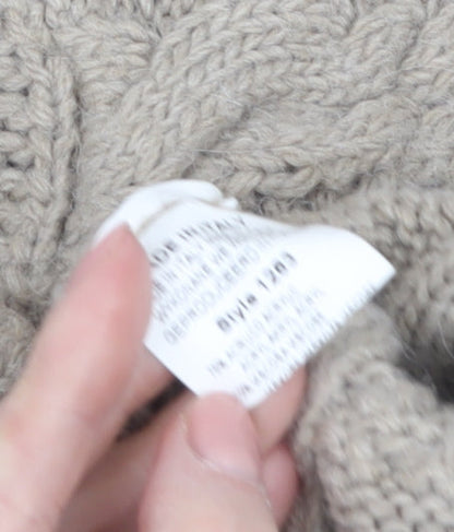 Collezione Gaia Women Beige Wool Cable Knit Cardigan S