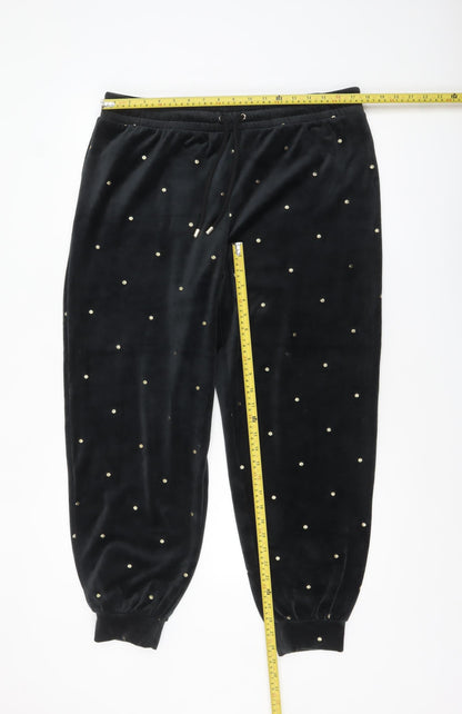 Marks and Spencer Women’s Black Studded Velvet Jogger Trousers L