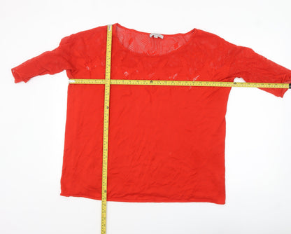 Great Plains Women Red Knit Cotton Pullover Jumper M