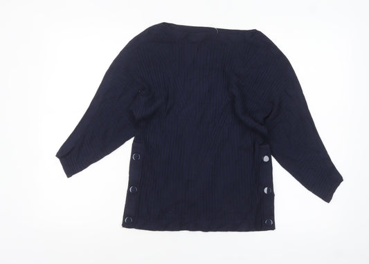 Marks and Spencer Women Navy Small Button Detail Pullover Jumper