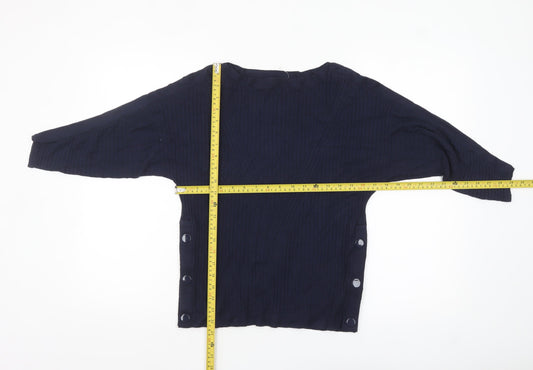 Marks and Spencer Women Navy Small Button Detail Pullover Jumper