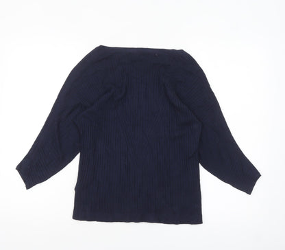 Marks and Spencer Women Navy Small Button Detail Pullover Jumper