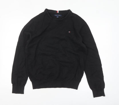 Tommy Hilfiger Men's Black Cotton Crew Neck Pullover Jumper M
