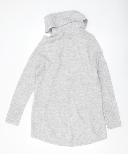 F&F Womens Grey Cowl Neck Chunky Knit Pullover Jumper Size 14