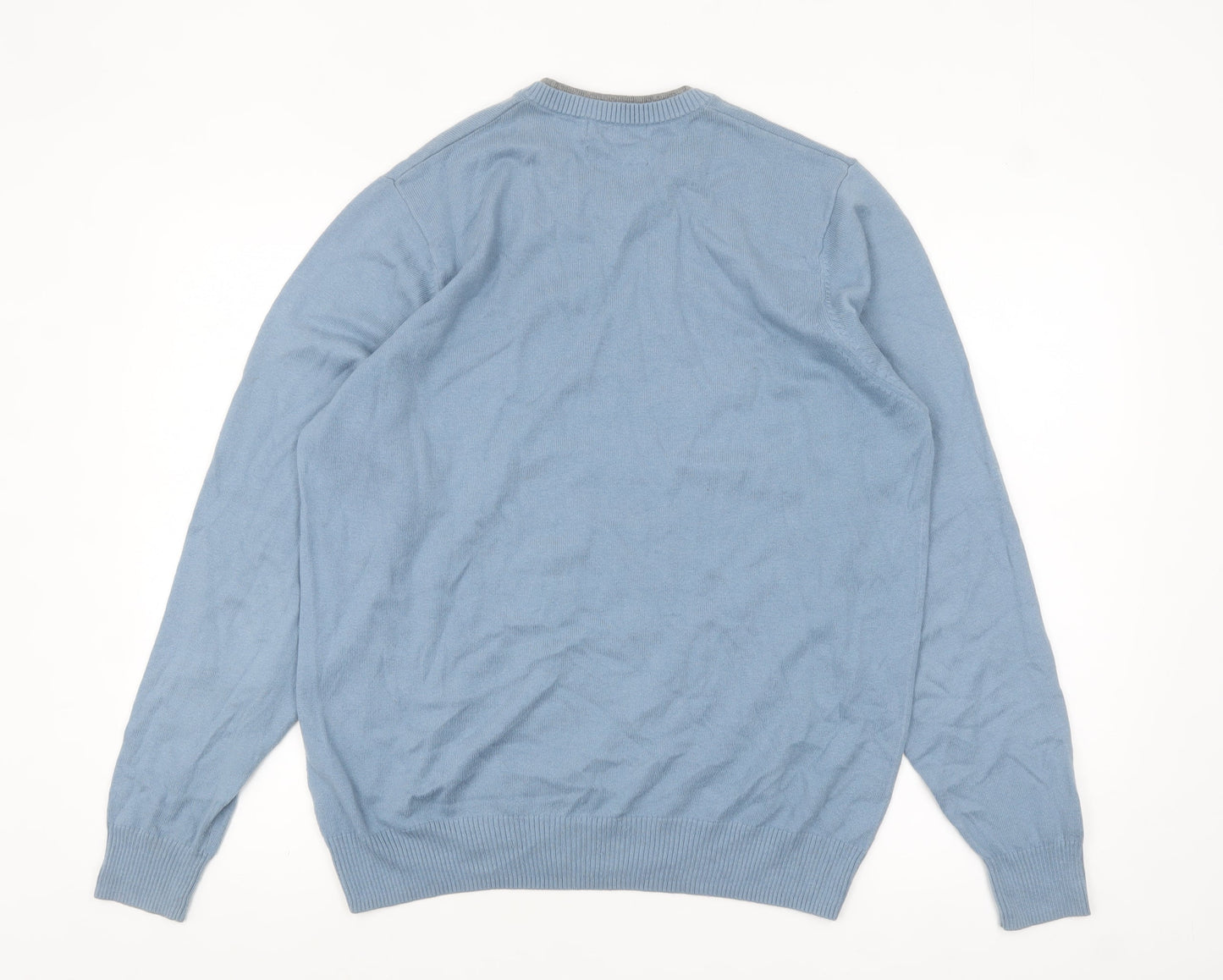 Marks and Spencer Autograph Men's Blue V-Neck Jumper Medium Cotton Cashmere