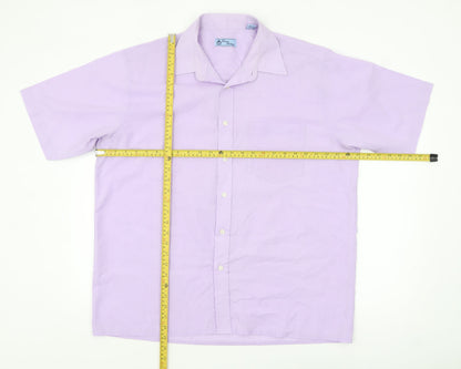 Classic Shirtings Men's Purple Short Sleeve Regular Fit Dress Shirt L