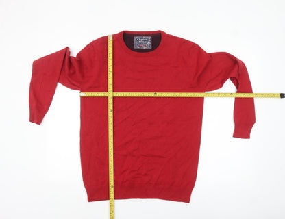 Charles Wilson Men's Red Cotton Crew Neck Pullover Jumper Medium