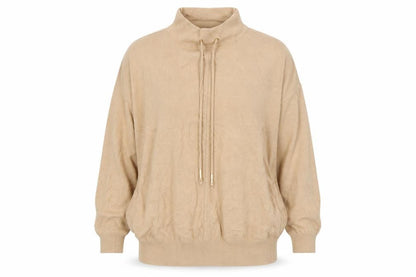 Next Women Beige Mock Neck Lambswool Blend Pullover Jumper Size 14