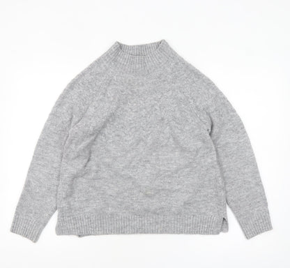 Tu Women Grey Mock Neck Cable-Knit Jumper Size 12