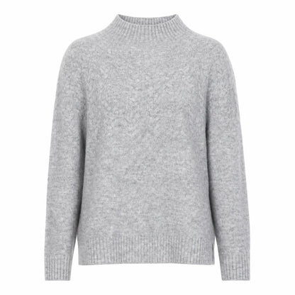 Tu Women Grey Mock Neck Cable-Knit Jumper Size 12
