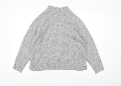 Tu Women Grey Mock Neck Cable-Knit Jumper Size 12