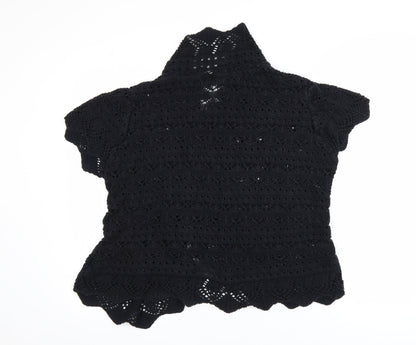 Mexx Women’s Black Crochet Open Knit Short Sleeve Cardigan 2XL