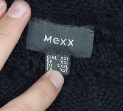 Mexx Women’s Black Crochet Open Knit Short Sleeve Cardigan 2XL