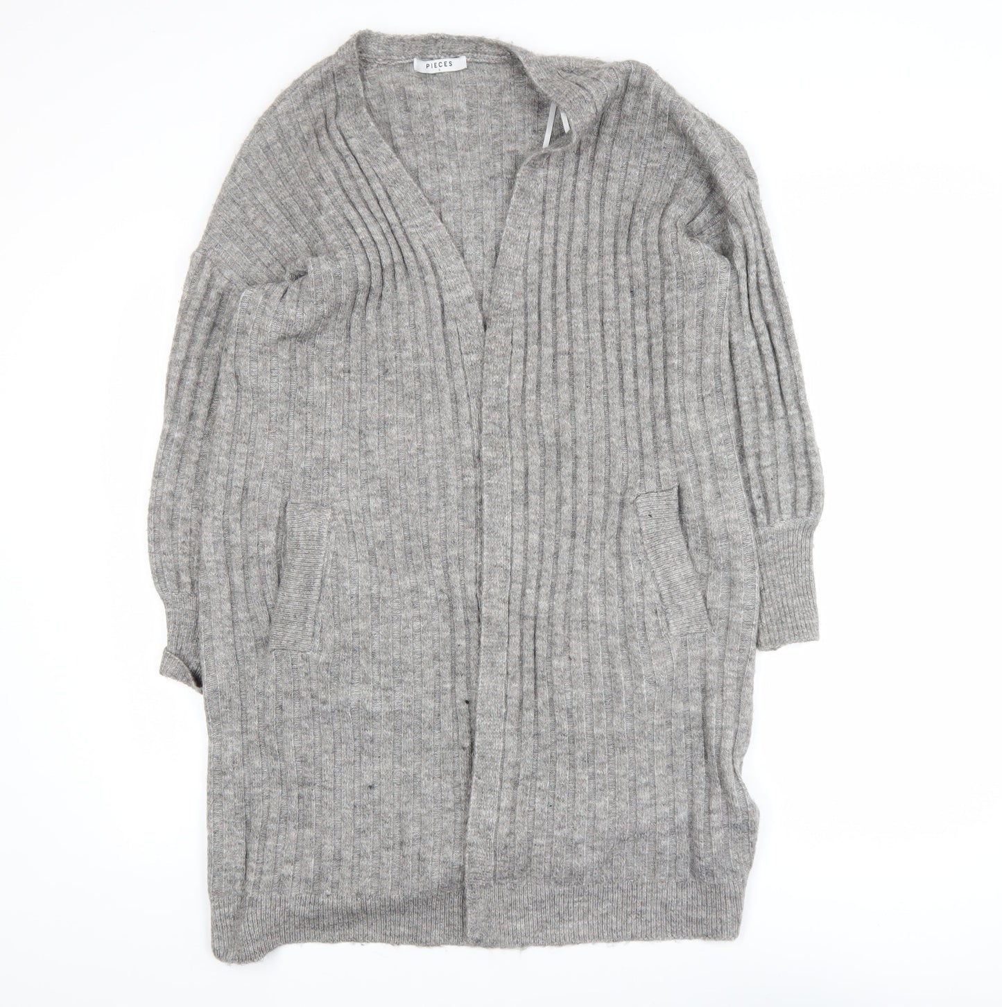 Womens UK Size S Pieces Grey Cardigan Jumper