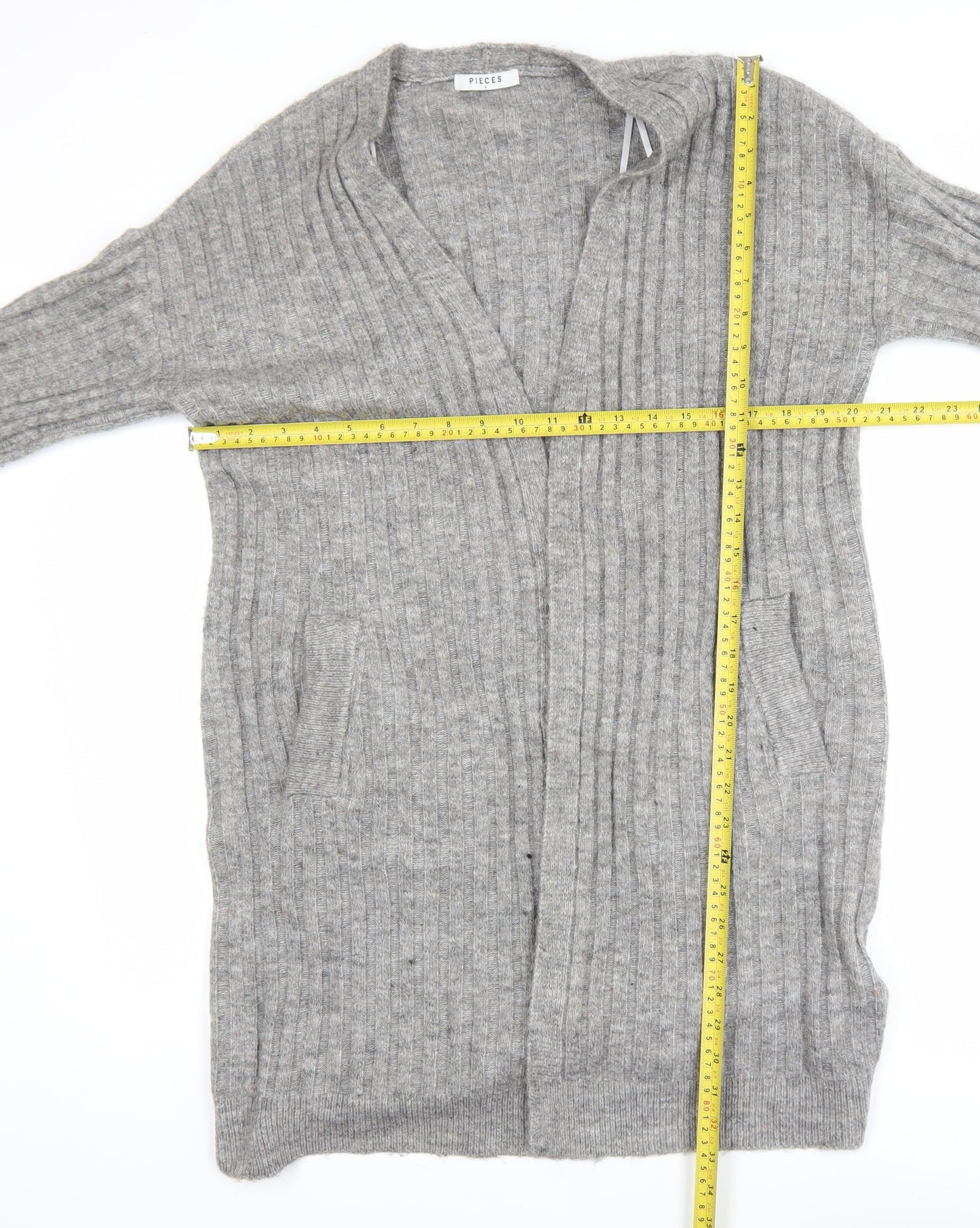Womens UK Size S Pieces Grey Cardigan Jumper