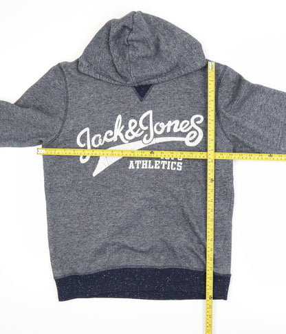 Jack & Jones Men's Blue Pullover Hoodie M Athletics Logo
