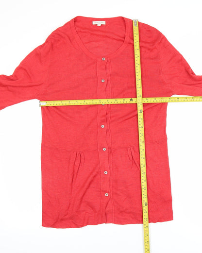 Massimo Dutti Women Red Silk Long Sleeve Cardigan Size 6
