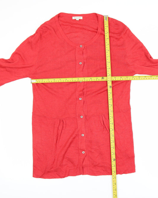 Massimo Dutti Women Red Silk Long Sleeve Cardigan Size 6