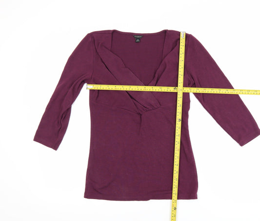 Ann Taylor Women’s Purple Wrap Blouse XS 3/4 Sleeve V-Neck Top
