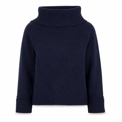 Oasis Women’s Blue Roll Neck Cable Knit Pullover Jumper Size L