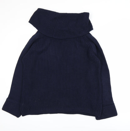 Oasis Women’s Blue Roll Neck Cable Knit Pullover Jumper Size L