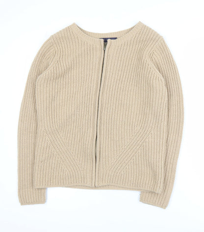 Womens UK Size 12 Marks and Spencer Beige Full Zip Jumper