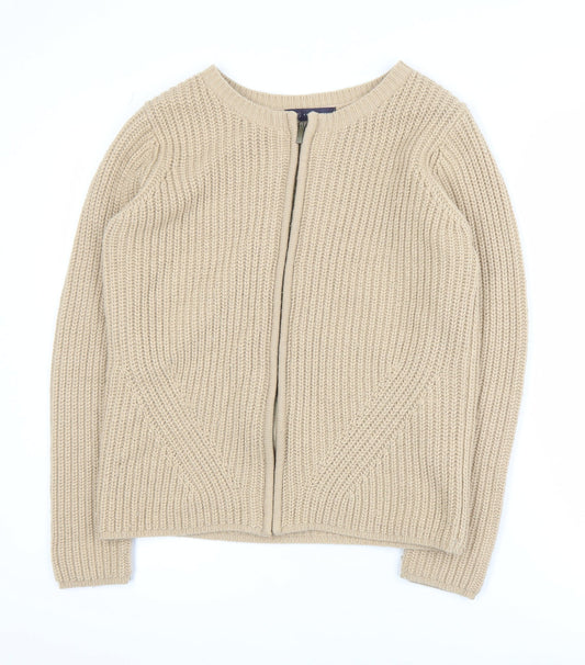Womens UK Size 12 Marks and Spencer Beige Full Zip Jumper