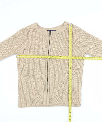Womens UK Size 12 Marks and Spencer Beige Full Zip Jumper