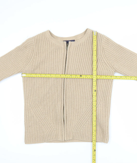 Womens UK Size 12 Marks and Spencer Beige Full Zip Jumper
