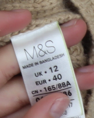 Womens UK Size 12 Marks and Spencer Beige Full Zip Jumper