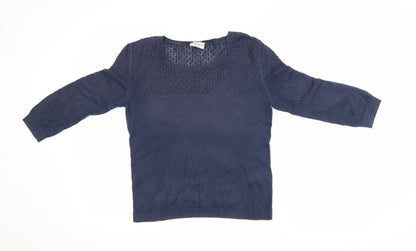 Womens UK Size 10 Marks and Spencer Blue Jersey Blouse